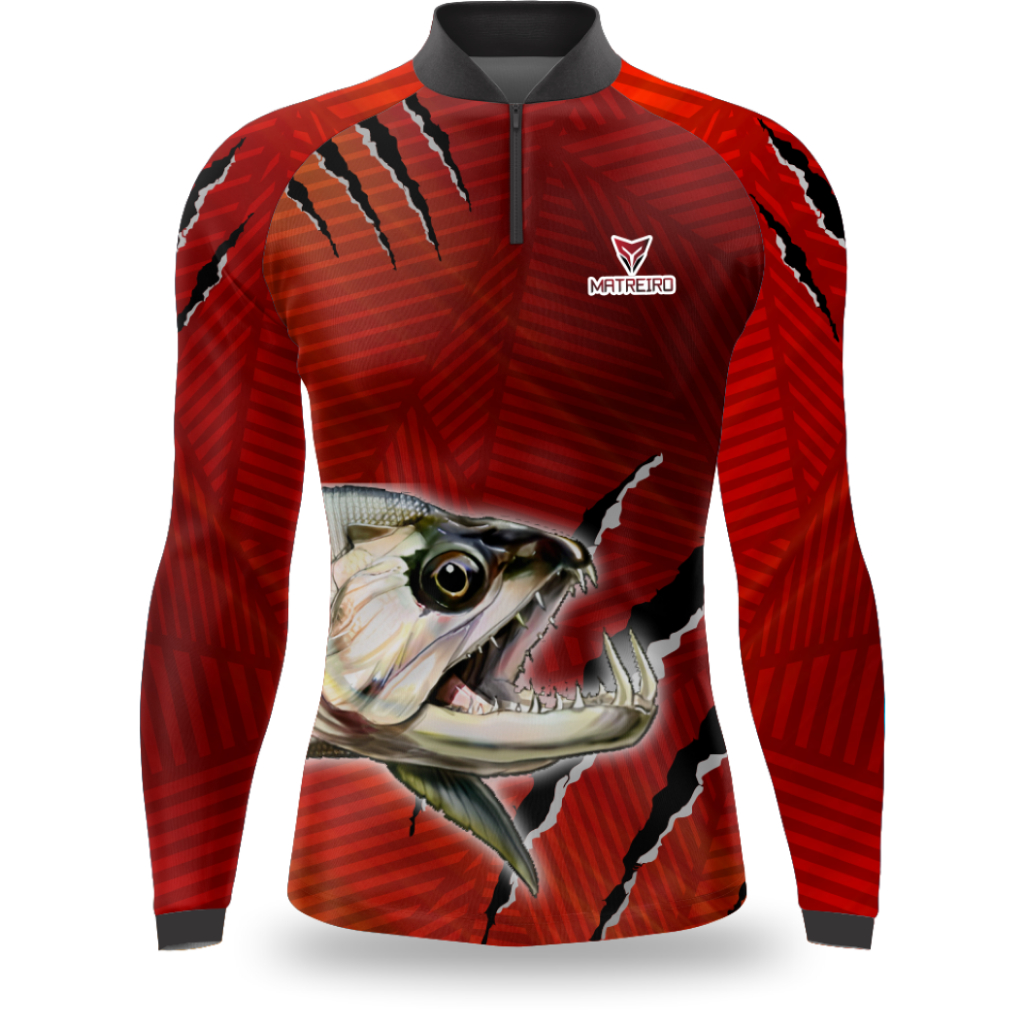 Camisa De Pesca Matreiro Cachorra Red Com Proteção Uv50 Envio Imediato