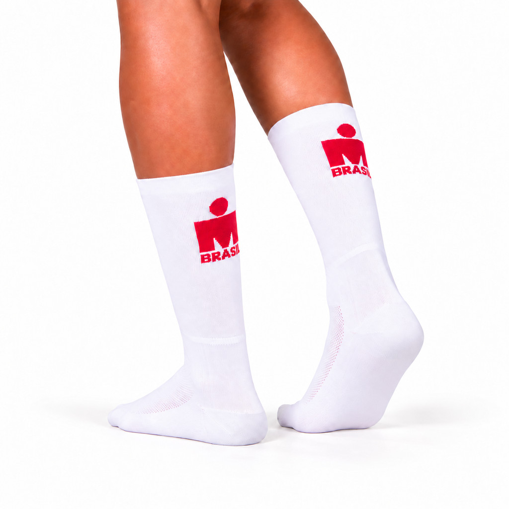 Meia Cano Alto IRONMAN Red M-Dot Woom Branco Unissex 34 - 38 II
