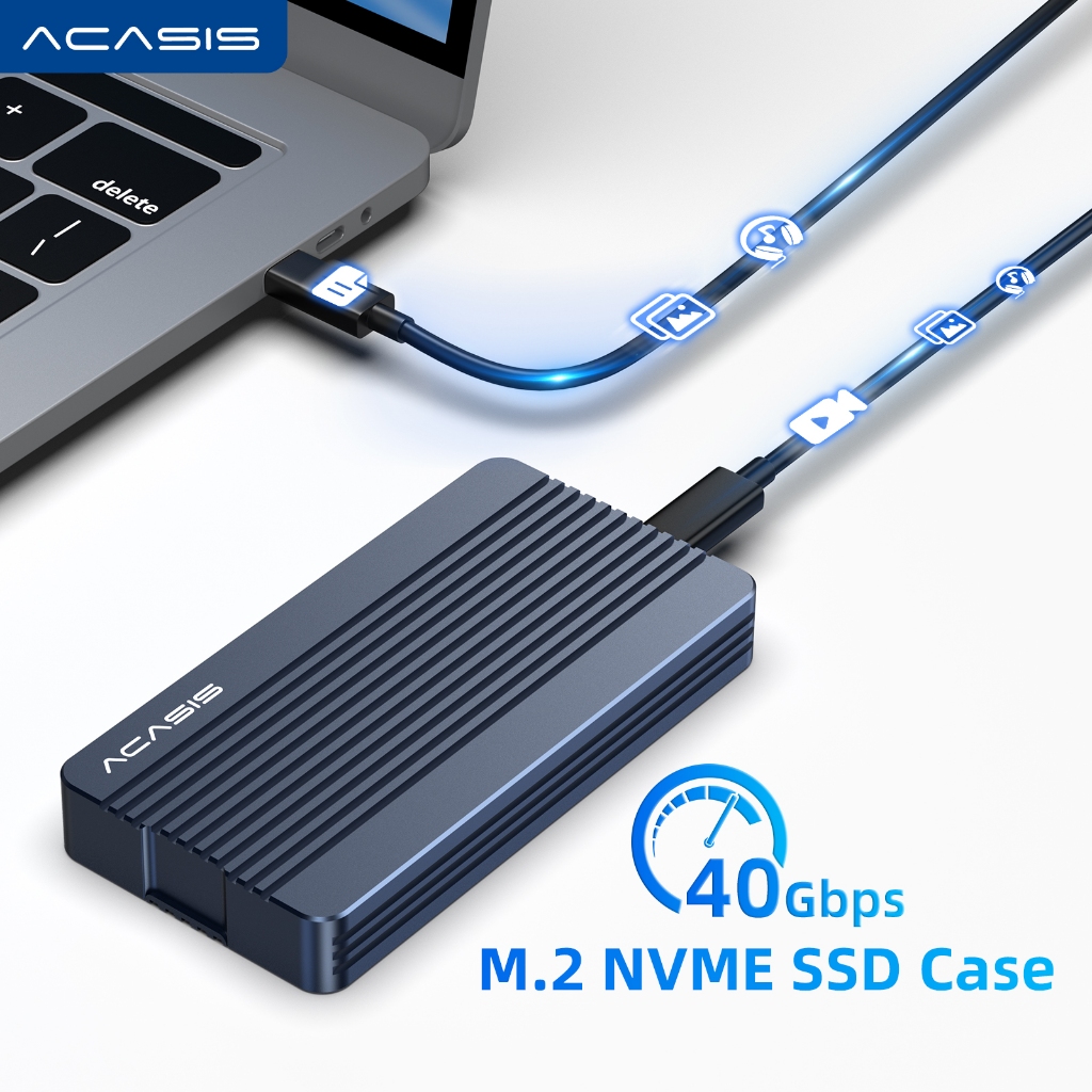 Gabinete ACASIS USB4 40 Gbps M . 2 NVME SSD Compatível Com Thunderbolt 4/3 8 Tb De Alumínio Cabo USB4 Type C Grátis Para