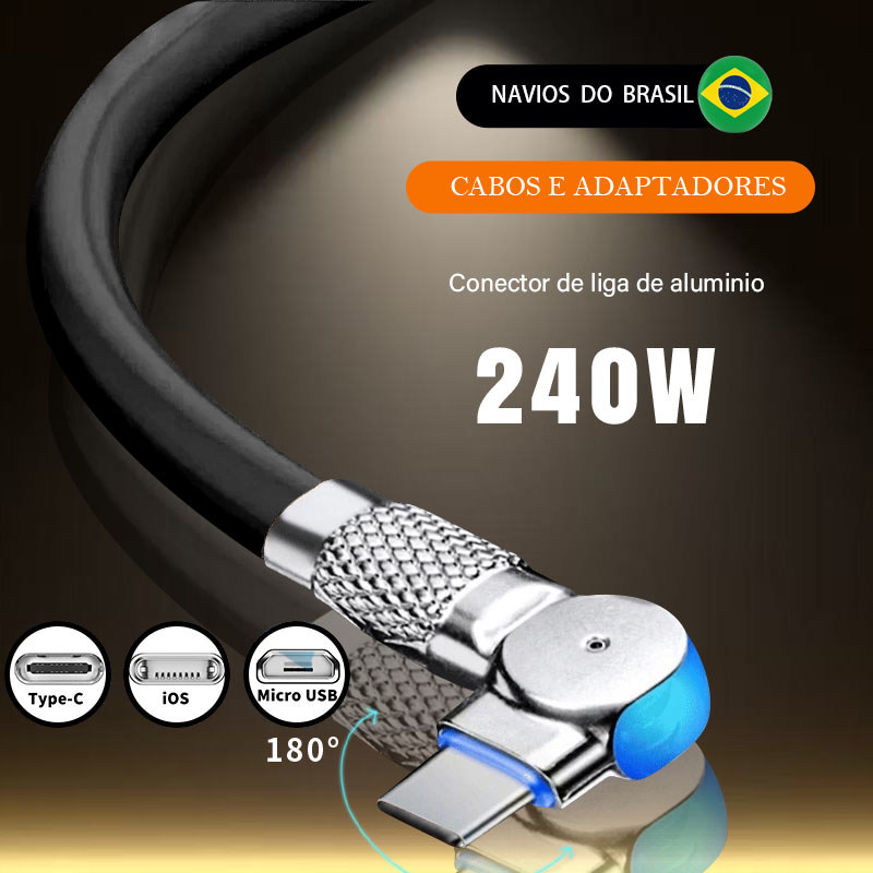 Cabo De Carregamento Super Rápido Adequado Para Cabos De Porta Rotativa Tipo C Micro USB iOS Lightning Android MKcase