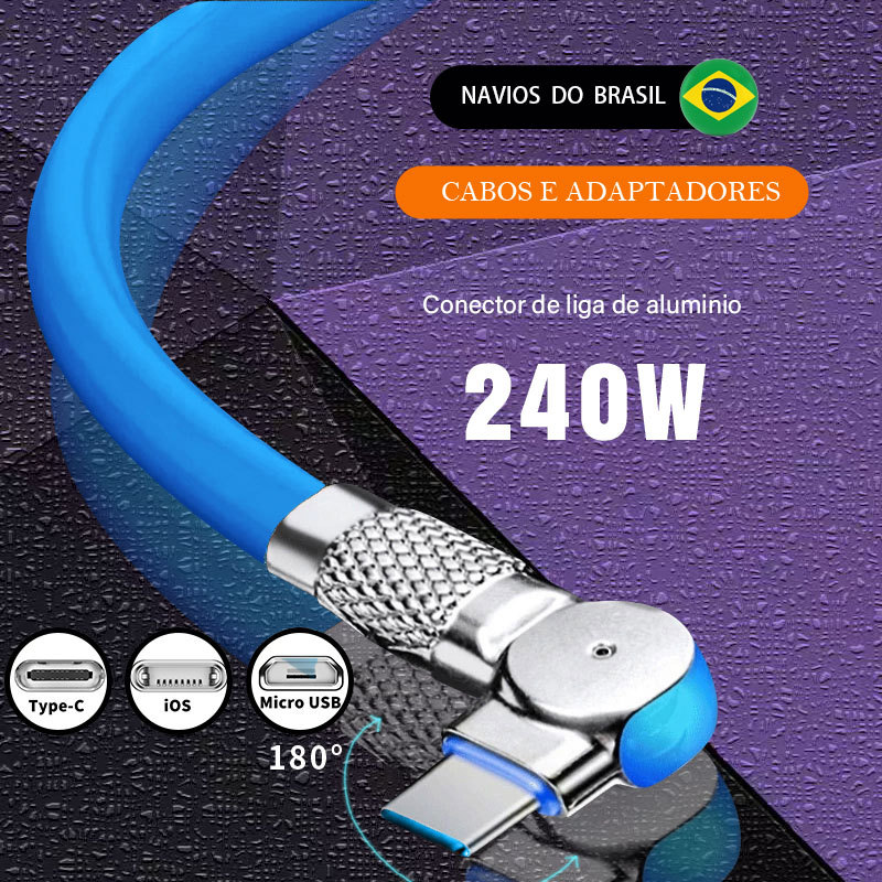 Cabo De Carregamento Super Rápido Adequado Para Cabos De Porta Rotativa Tipo C Micro USB iOS Lightning Android Doces