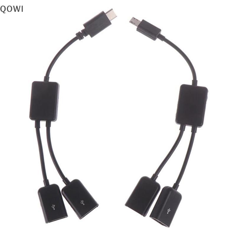 qo Micro USB/Tipo C Para 2 OTG Cabo HUB De Porta Dupla Divisor Y tablet PC Android Adaptador Conversor br