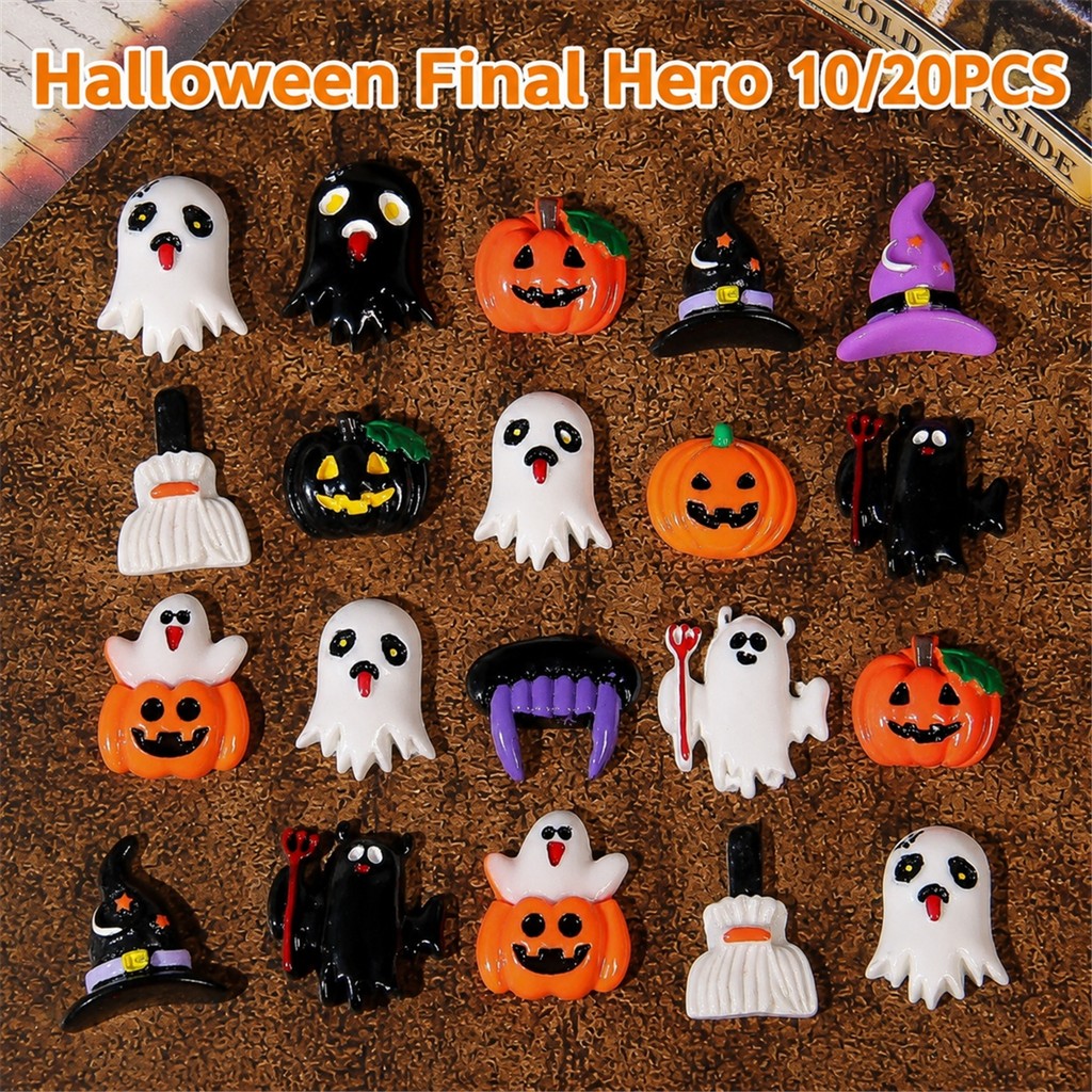 10/20 Pcs Aleatório Halloween Clog Charms Mini Chapéu De Bruxa Acessórios Fantasma De Abóbora
