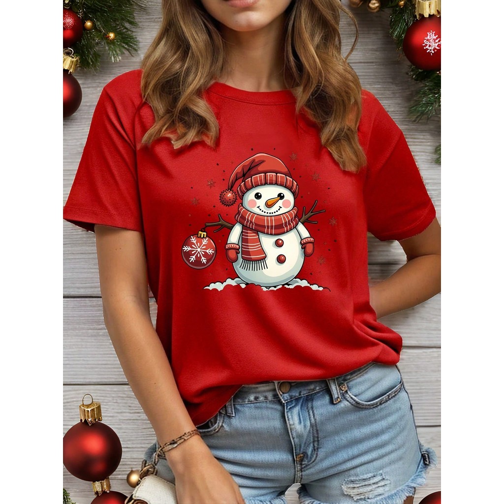 Camiseta Camisa Casual 100% Algodão Premium Festa Natal Boneco de Neve Lançamento 2024 Envio Imediato Postagem Imediata