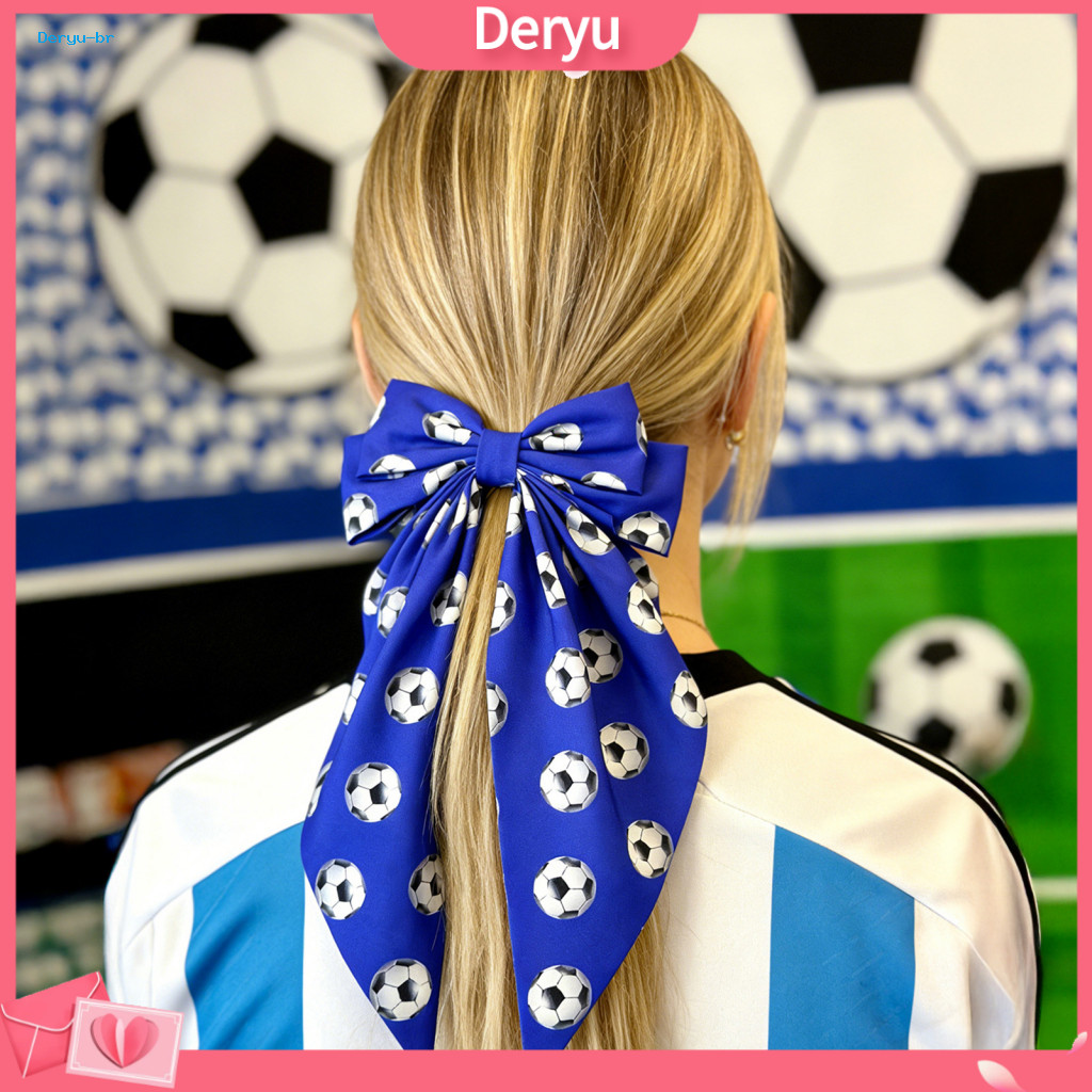 Bow Hairpin Big Headband Extra Ribbon Bowknot Hair Clip for Girls Soccer Pattern Back Head Spring Party Accessory Stylis