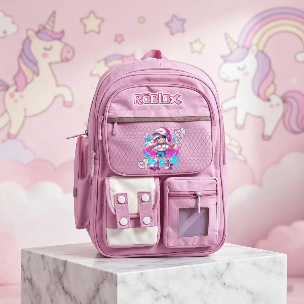 Catenzo-CUT 059 U1521 Roblox Girl Pattern Mochila Infantil Com Patins | Leve E Forte Para Crianças Do Ensino Fundamental