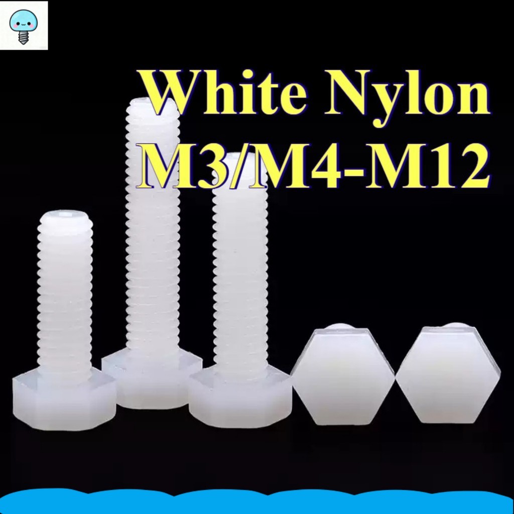 Parafuso Hexagonal De Nylon Branco , De Plástico , Estendido PA66 M3/M4/M5/M6/M8/M10/M12 GHA