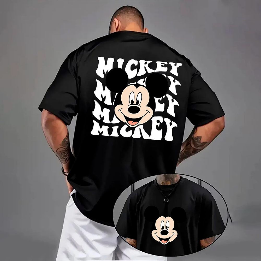 Camiseta Básica Mickey Mouse Oversized Streetwear Algodão Estampada Unissex Casual Presente Criativo