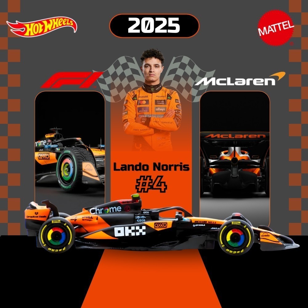 Miniatura Lando Norris - Hot Wheels Premium F1 Season 2025