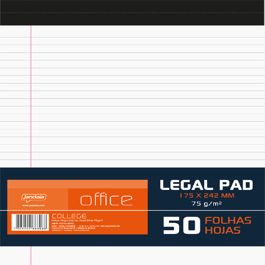Bloco pautado Legal Pad 50Pg Office Collection - 1 Unidade