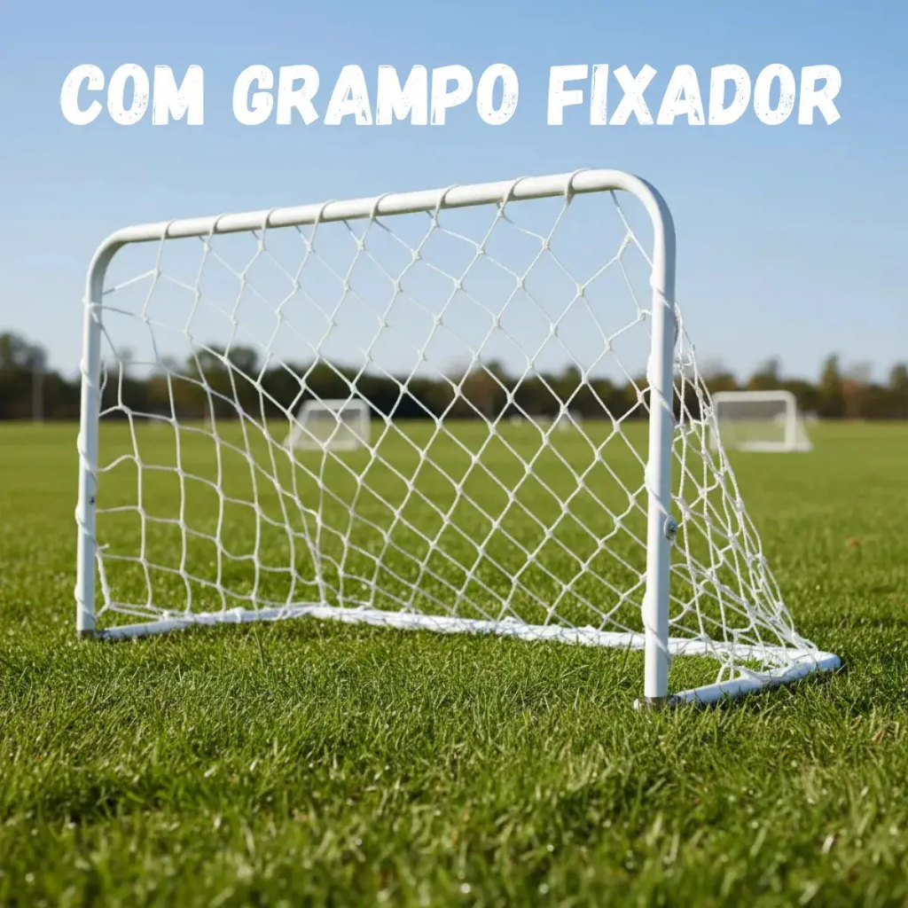 Kit 2 Traves Futebol Infantil Golzinho Com Grampo Fixador 83x52 Grande Metal