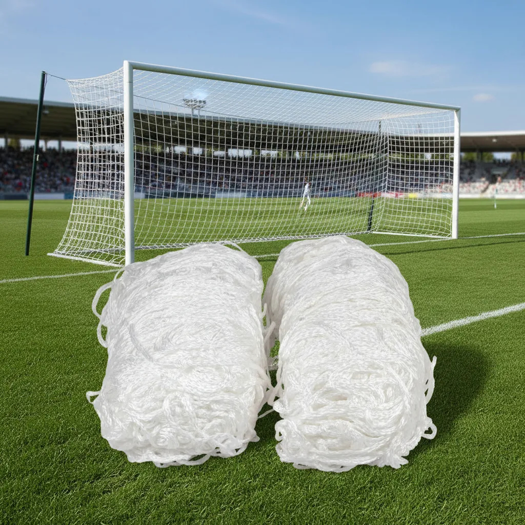 Par Rede de Trave Gol Futebol Campo Europeu Profissional Fio Nylon 2