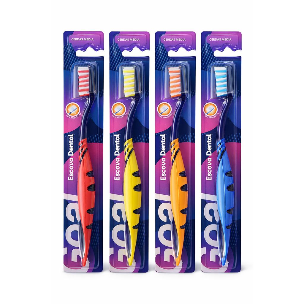 ESCOVA DENTAL ADULTO COM PROTETOR GOAL - 1 UNIDADE