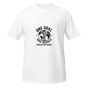 Camiseta Masculina Feminina Oversized Estampa Copa do Mundo 2026 Frase One Goal One World Streetwear T-shirt