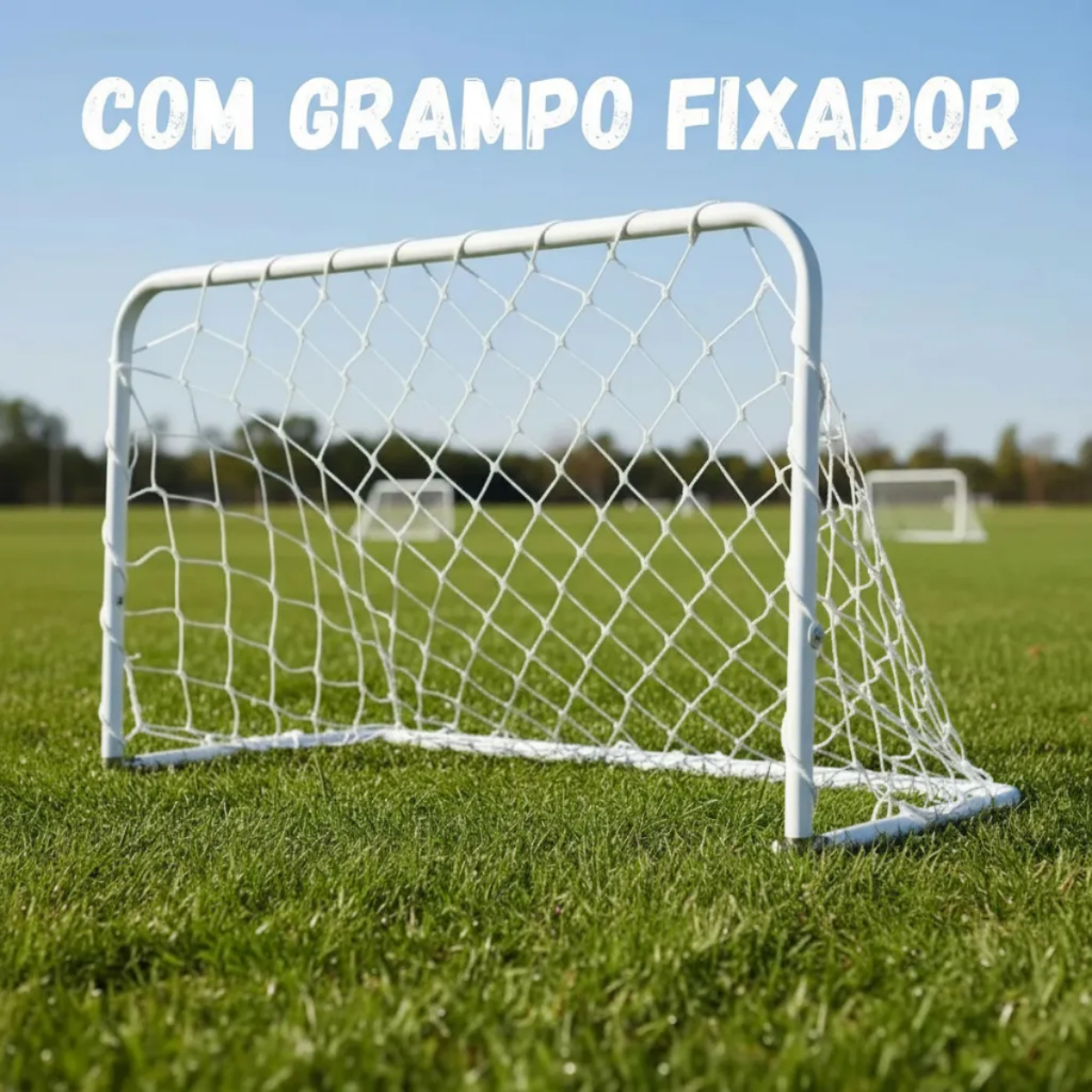 Kit 2 Traves De Gol De Futebol C/ Rede Infantil De Ferro 66x45 C/ Grampo Branca