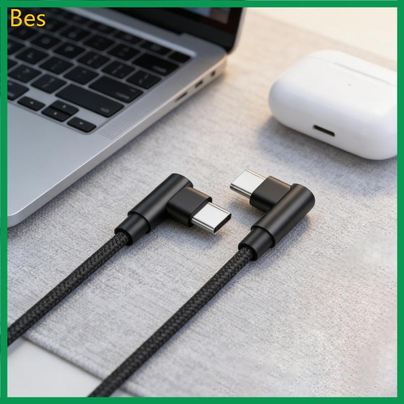 Bes Double Angle Type C Para 60W Carregamento Rápido Nylon Trançado Telefone, Laptop, Tablet E Dispositivo