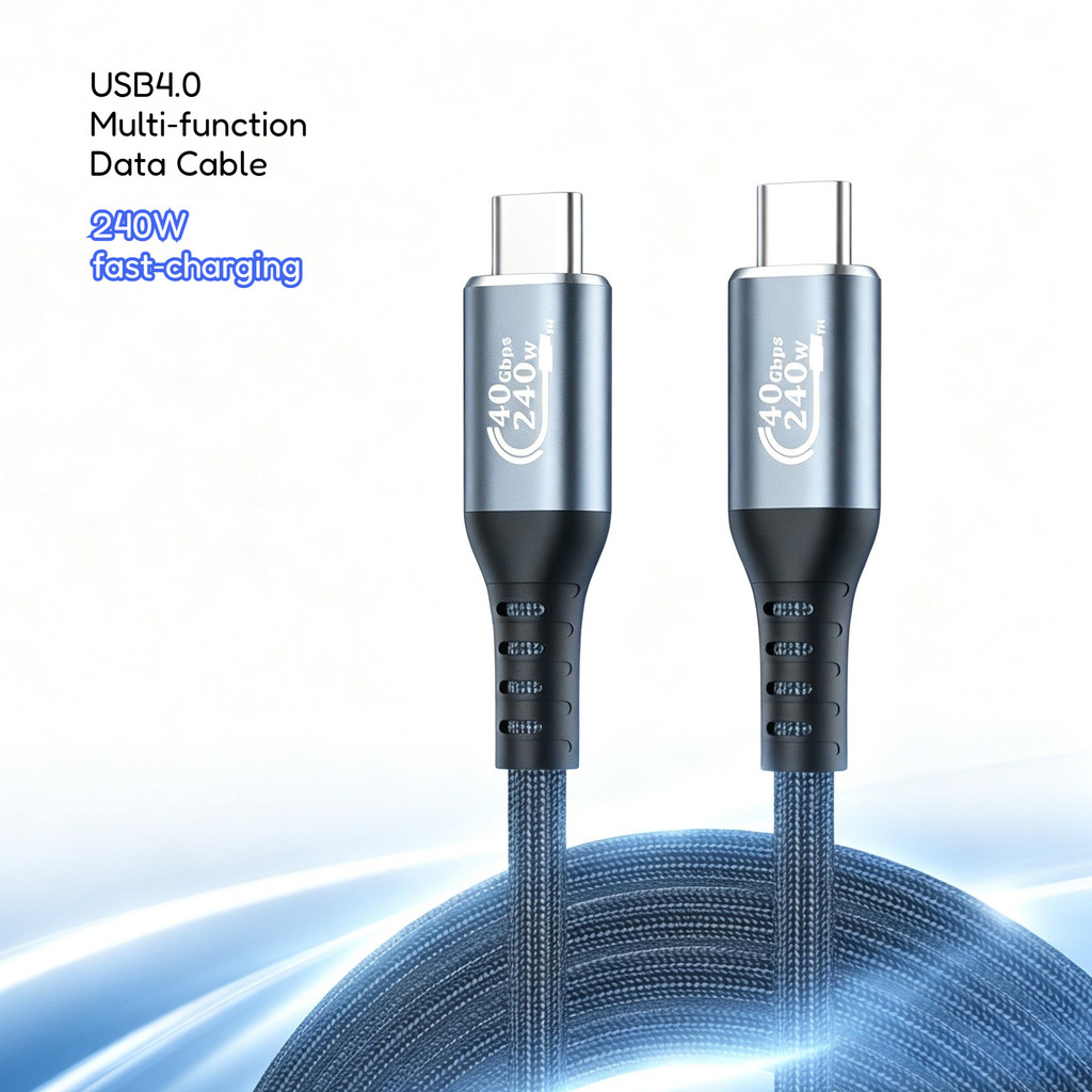 Cabo de dados multifuncional USB4.0 de carregamento rápido de 240 W tipo C para tipo C Tela de projeção 8K de transmissã