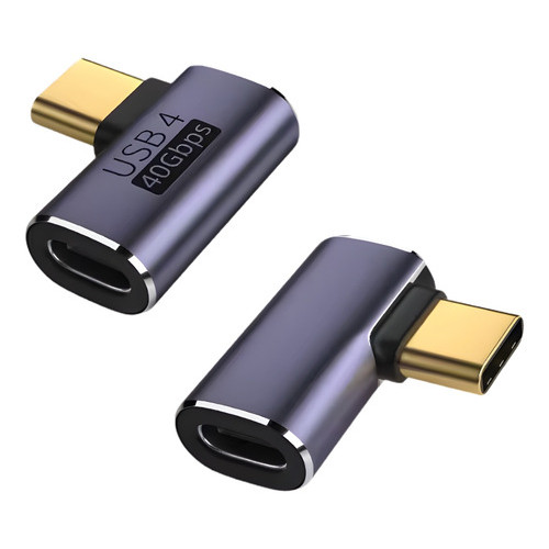 Adaptador USB-C em L 90° USB4 240W 40Gbps 8K 60Hz PD 3.1