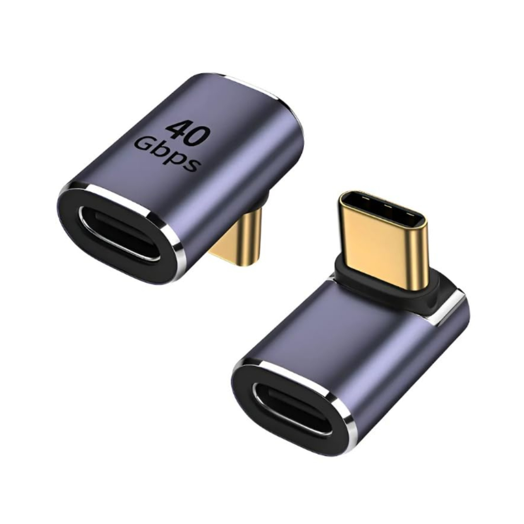 Adaptador USB-C em L 90° USB4 40Gbps 240W PD 8K Macho para Fêmea Tipo C