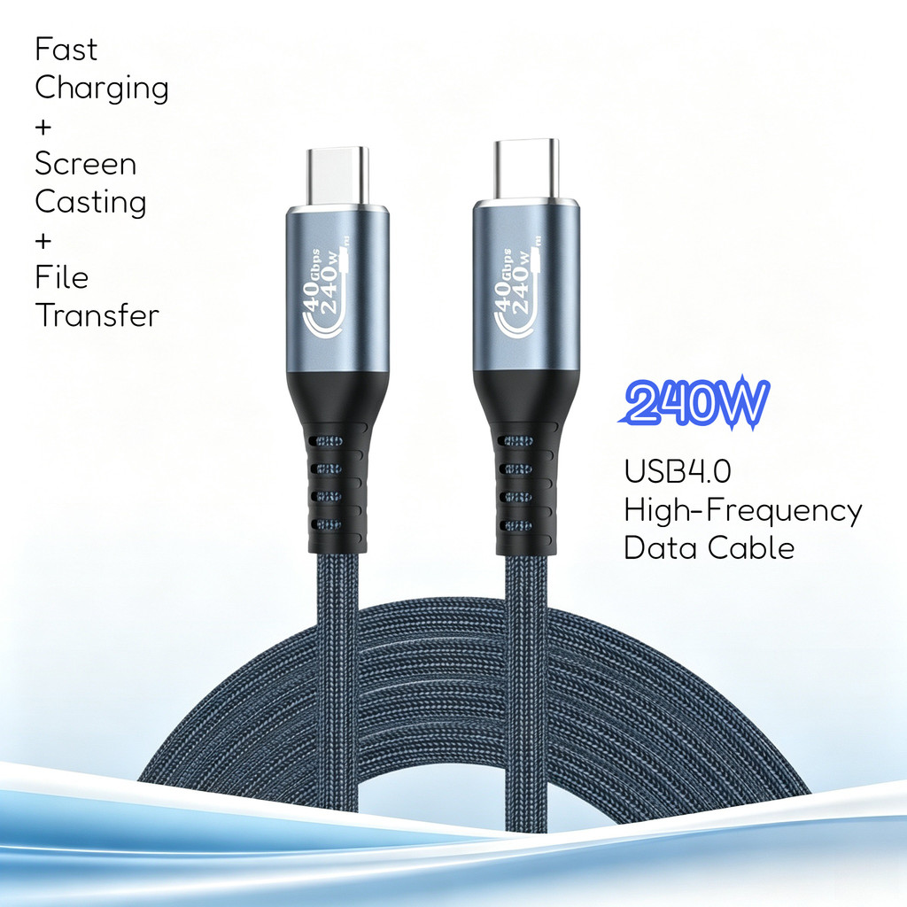 Cabo de dados multifuncional USB4.0 de carregamento rápido de 240 W tipo C para tipo C Tela de projeção 8K de transmissã