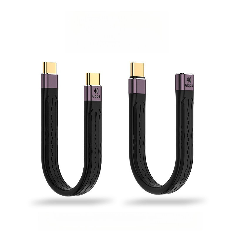 Cabo de dados USB4.0 Type-C multifuncional, 13cm, curto e flexível, carregamento rápido de 100W, transmissão de 40Gb, pr