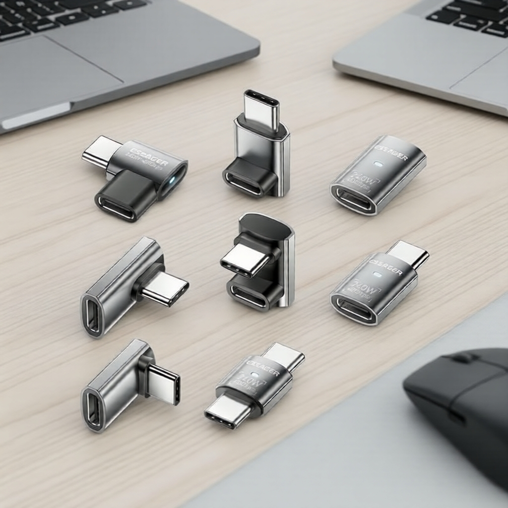 Adaptador USB4 40Gbps 90° Tipo-C da Essager com carregamento de 240W e 8K60Hz para celular, MacBook e notebook