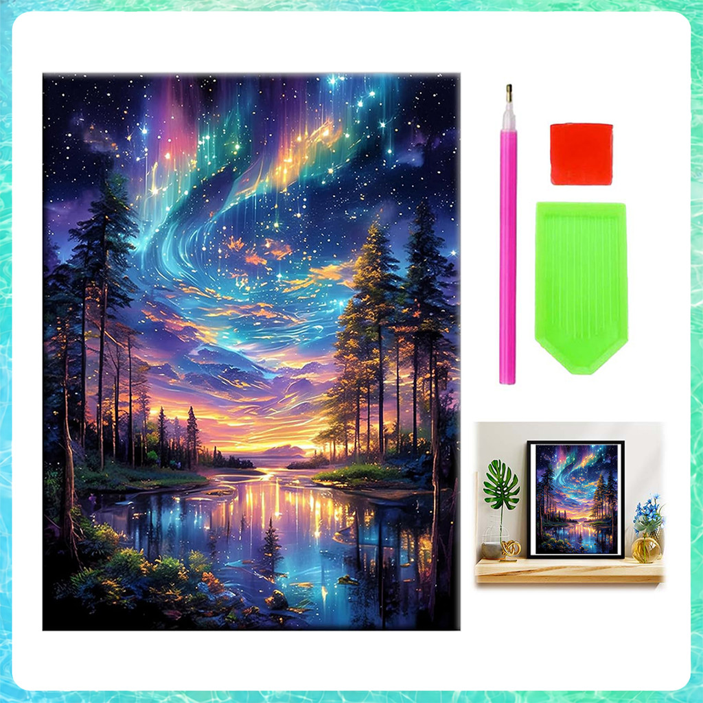 Pintura de Diamante 5D Quadrada 30x40cm Starry Sky – kit anti-stress, arte decorativa, presente criativo e relaxante