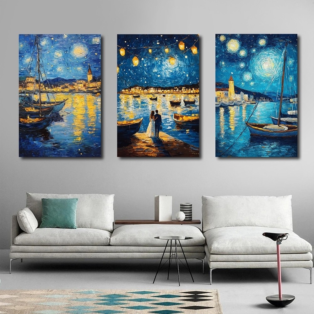 Quadros Decorativos Casal Starry Sky Coastal Home Decoration Pendurado no Quarto Sala de Estar Banheiro Mural 40x60cm