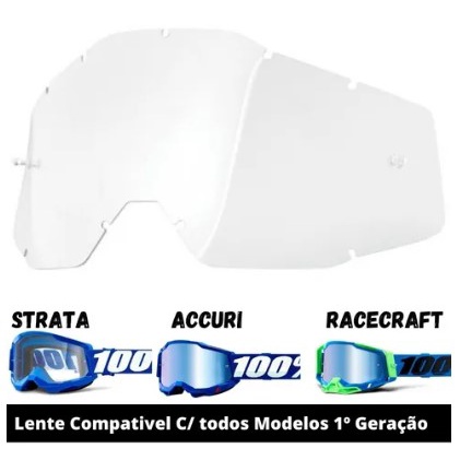 Lente Oculos 100% Strata Accuri Racecraft Mattos Racing Trilha Motocross Primeira Geração Compativel Accuri Racecraft