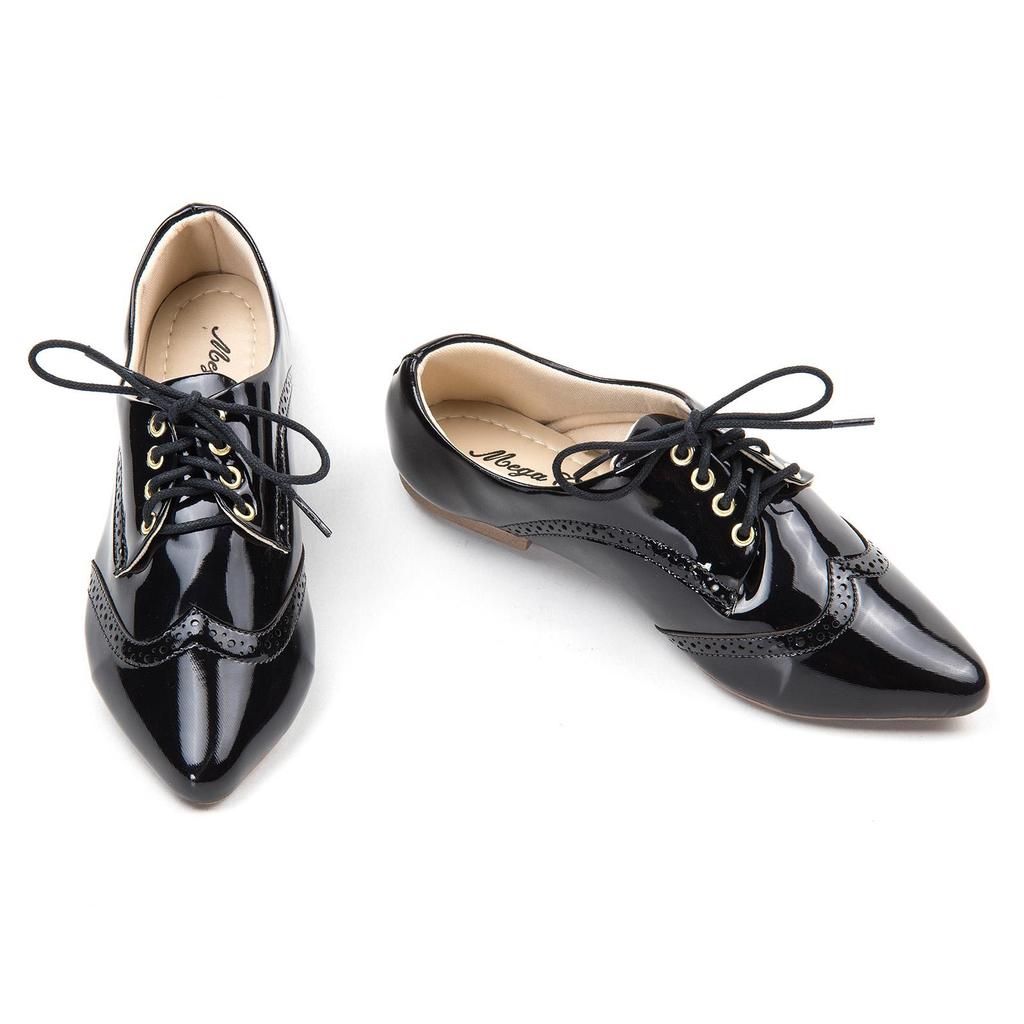MegaChic Oxford Preto Verniz MegaChic com Forro Cacharrel 3mm e Solado PVC Anti-Derrapante para Conforto e Estilo