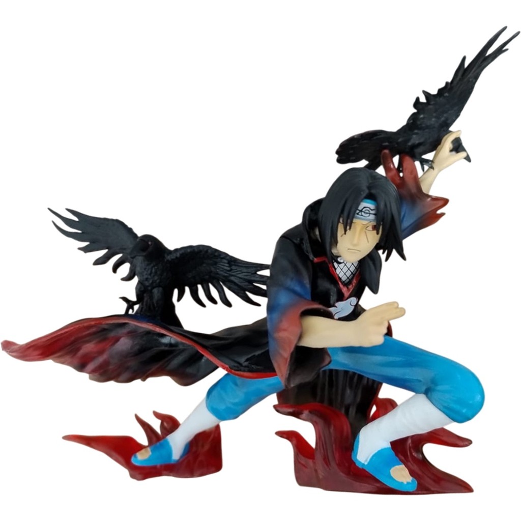 Estátua Figure Ação Anime Naruto Personagem Itachi Uchiha Akatsuki Ninja Mangekyou Sharingan Corvos
