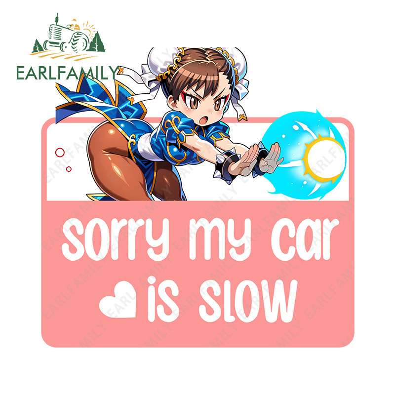 EARLFAMILY Anime Menina Desculpe Meu Carro É Lento Adesivos De Engraçado Caminhão Mala À Prova Dwaterproof Água DIY Deca