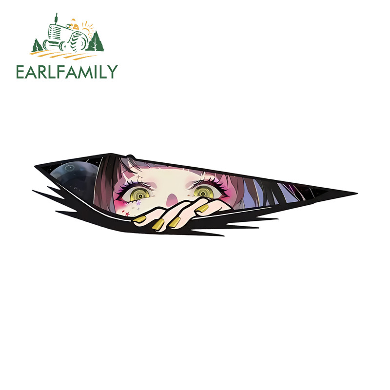 EARLFAMILY Anime Menina Olhos Adesivos De Carro Engraçado Oclusão Zero Motocicleta Scooter Pára-Choques Mala DIY Decalqu