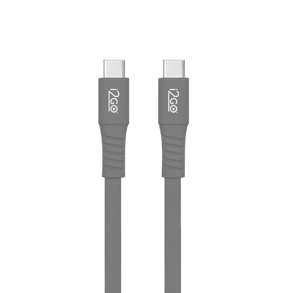 Cabo USB-C para USB-C i2GO 1,2m 3A 60W Carregamento Rápido Fast Charge Cinza Original