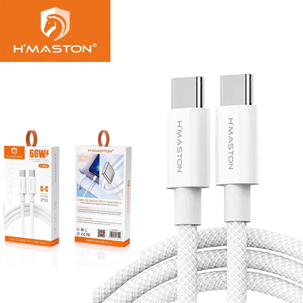 Cabo H'maston SJX32/35 USB-C Tipo C para Tipo C 60W Carga Rápida Fast Charge ENVIO IMEDIATO