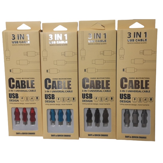 3 em 1 Cabo Carregador USB para iPhone/Android Micro USB Tipo C 3 in 1
