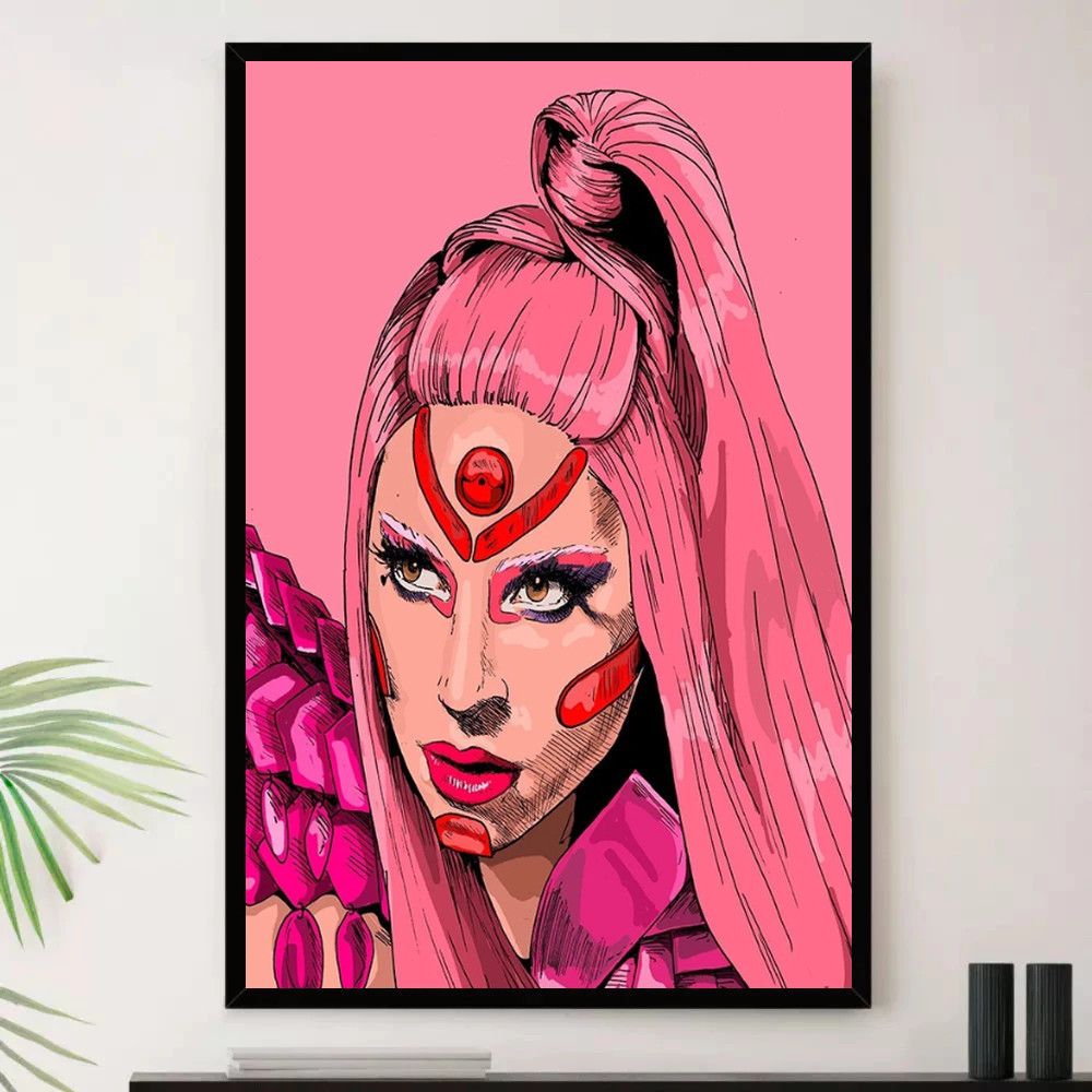 Quadro Placa Decorativa Música Internacional Lady Gaga Pop e Dance Pop Álbuns com Moldura