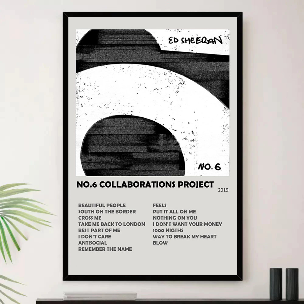 Quadro Placa Decorativa Música Internacional Ed Sheeran Pop e Dance Pop Álbuns com Moldura