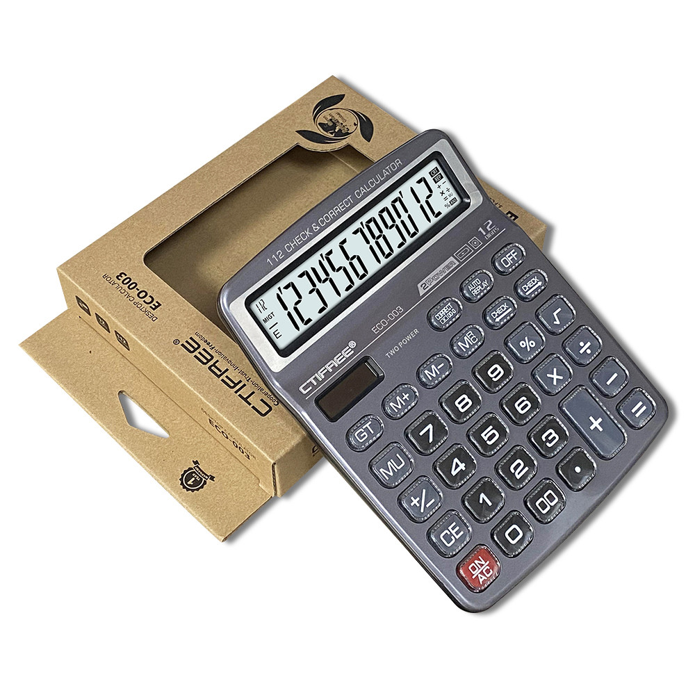 [Xstu-Fast ship] Calculadora De Mesa Grande Energia Solar De 12 Dígitos E Display LCD Botão Verificação De 112 Etapas Fu