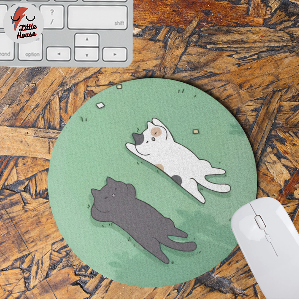 Mouse pad Criativo Diferente Gato Gatinho deitado decoração home office verde grama desktop