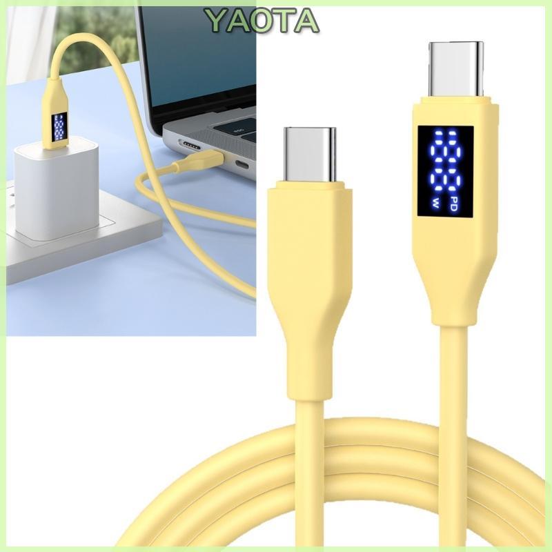 Yao Tipo C Para Carregamento 60W Adaptador Rápido Display Real Fio Silicone Eletrônicos