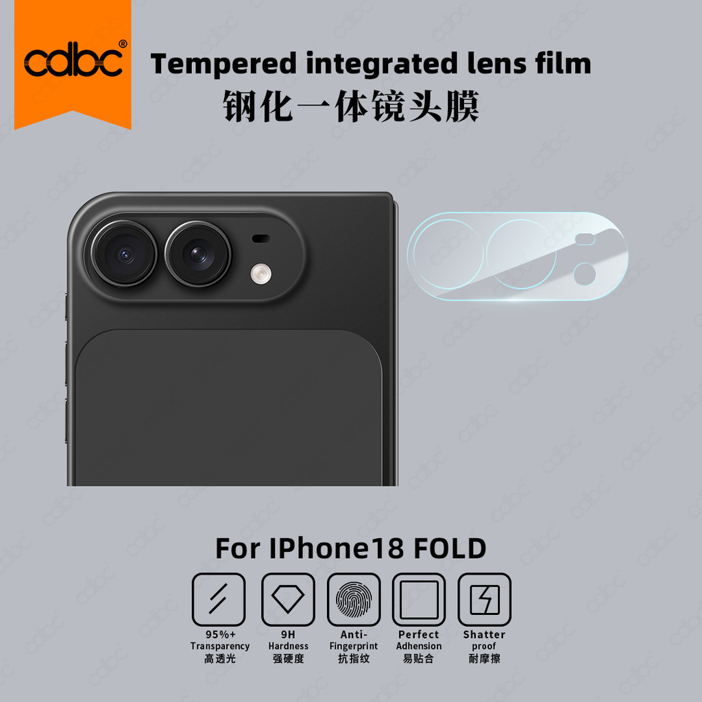 cdbc Para iPhone 18Fold 18Pro 18ProMax 17Pro 17ProMax HD Silk-Print Anel Preto Filme De Lente Traseira Temperado De Uma