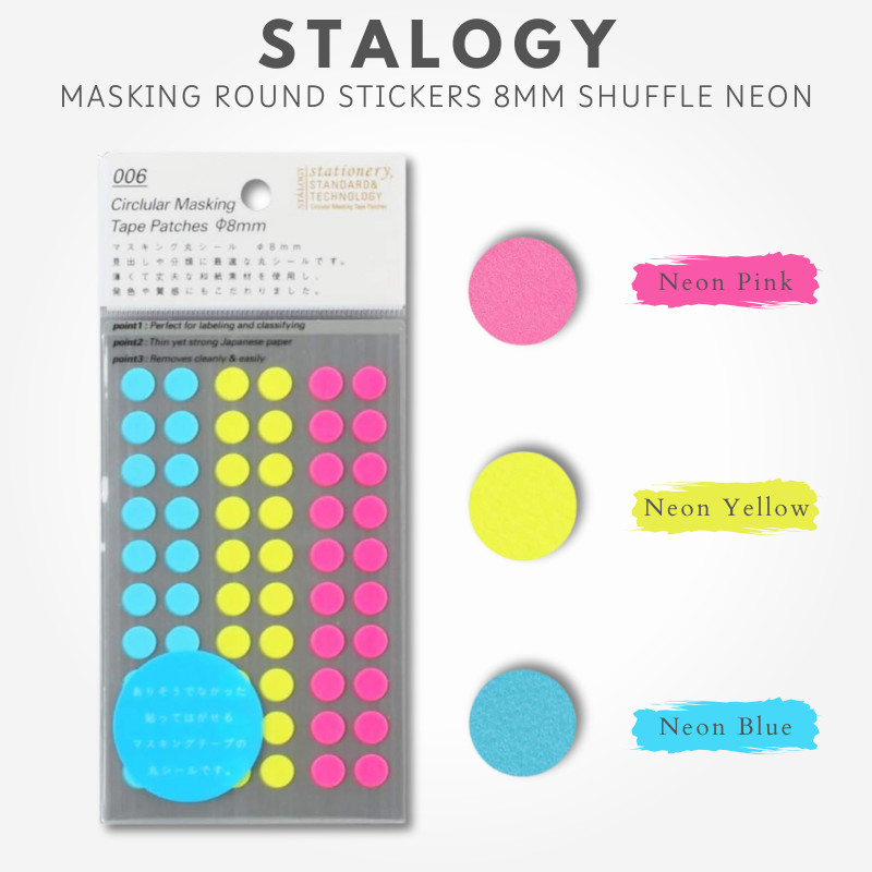NITOMS STALOGY Masking Round Stickers 8mm Shuffle Neon S2234