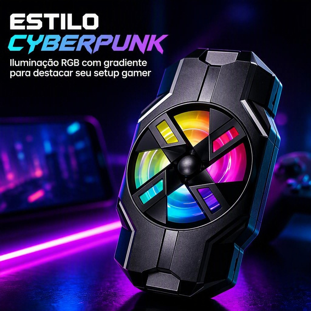 Cooler Refrigerador Portátil Gamer Para Celular Preto RGB