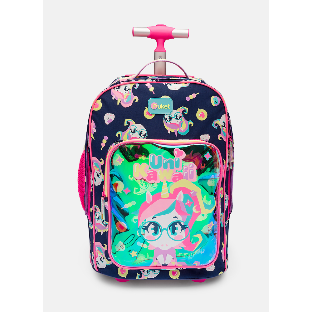 Mochila com Rodinha Menina Unicórnio Kawaii Puket