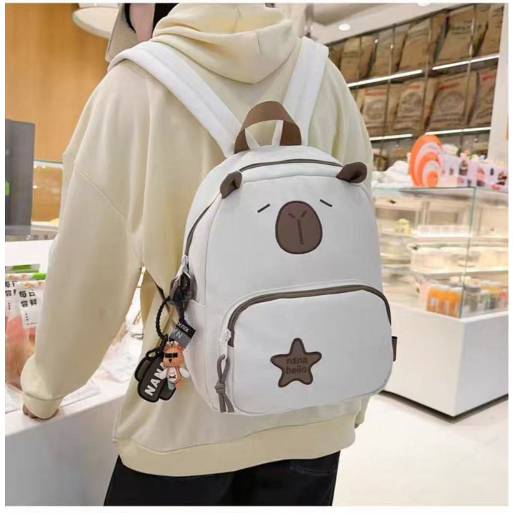 Mochila Escolar Infantil Capivara Poá Cute Estilo Kawaii com Design Fofo Exclusivo para criancas