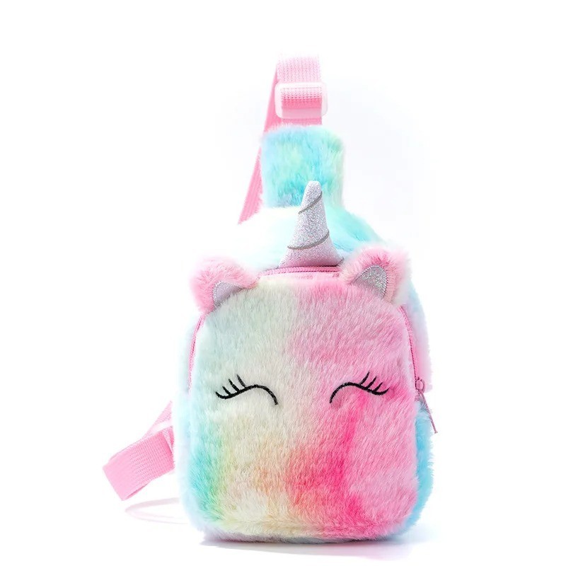 Bolsa de ombro unicórnio para crianças, desenho animado Kawaii