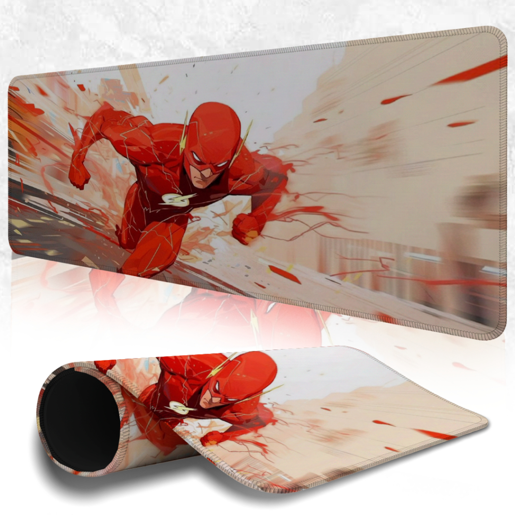 MousePad Speed Gamer Antiderrapante Bordas Costuradas Confortavel Liso Com Estampa Do The Flash Com Diversos Tamanhos