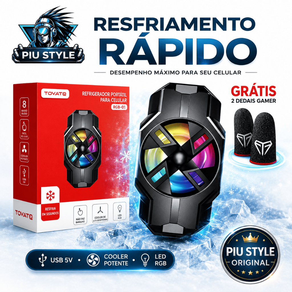 Cooler para Smartphone, Resfriamento Silencioso para Celular + luvinha gamer