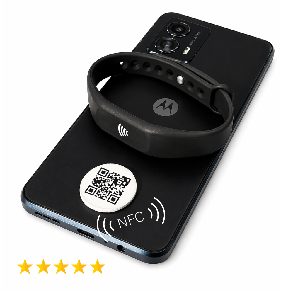 kit avaliação google empresa tag nfc com qrcode + pulseira nfc com qrcode (sistema de aproximação) onetag